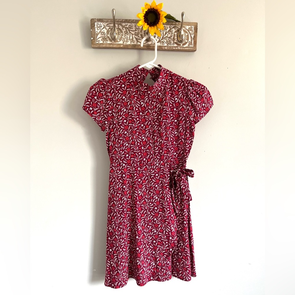 FRANKI’S by Francesca’s Girls Taylor Floral Mock Neck Tie Waist Dress Size 8